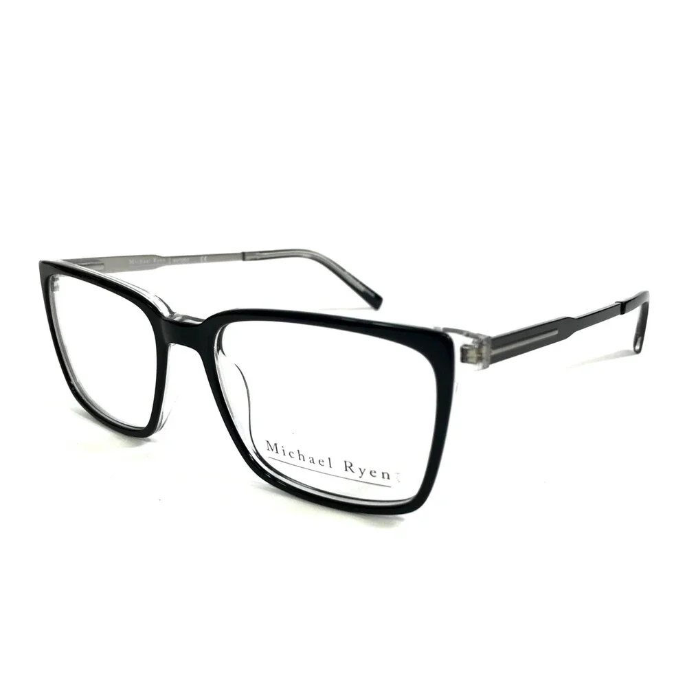 Michael Ryen Eyeglasses Frames MR-424 C2 Black Silver Clear Rectangle 54-17-145